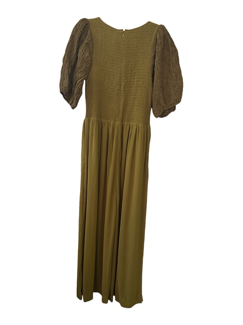 Free People Temperley Puff Sleeve Smocked Jumpsuit Greyed Olive NWT Size M - Picture 6 of 8